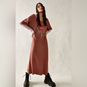 Free People Mauve Rose Graphic Tunic Dress